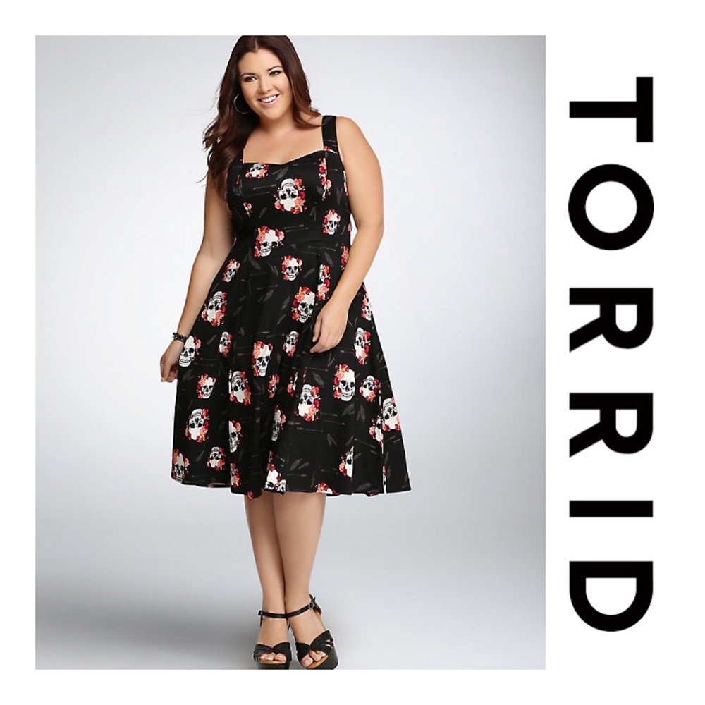 Torrid Floral Skull Swing Dress